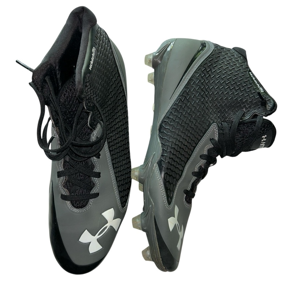 Under Armour Nitro Mid Football Cleats Athletic Shoes‎ Black Gray Men’s Size 11